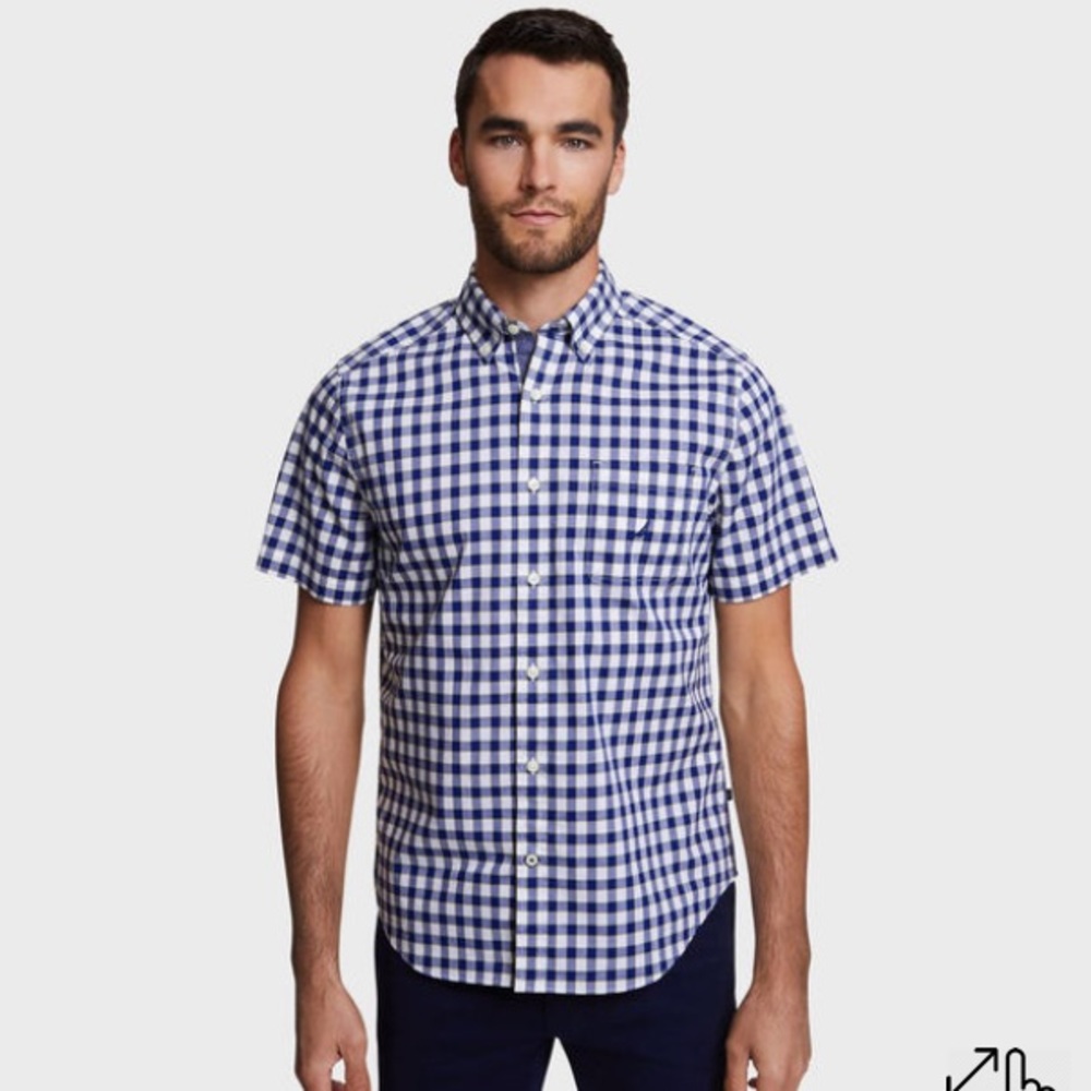 Nautica Classic Fit stretch gingham short sleeve